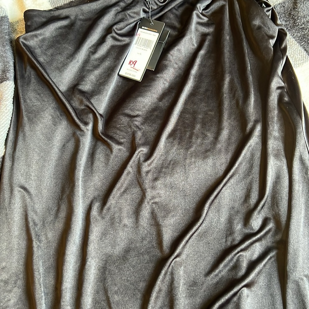 BCBGMAXAZRIA One Shoulder Little Black Dress With Jewel detail. Size Large - Picture 4 of 15